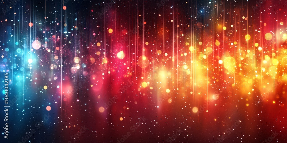 Obraz premium Colorful bokeh lights on dark background for festive celebrations