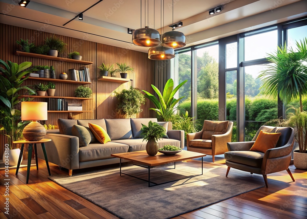 Fototapeta premium Inviting Interior Mockup in High Dynamic Range for Generative AI Art and Design