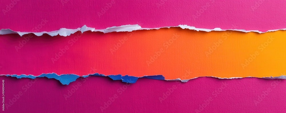 Torn Pink Paper with Orange and Blue Layers Exposed Torn Pink Paper with Orange and Blue Layers Exposed