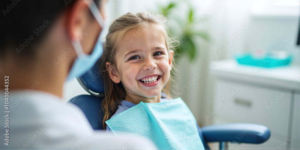 Fototapeta premium Child at the dentist, checking the health of the oral cavity in children and maintaining dental health