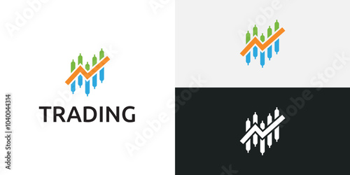 Trading candlestick logo icon template.