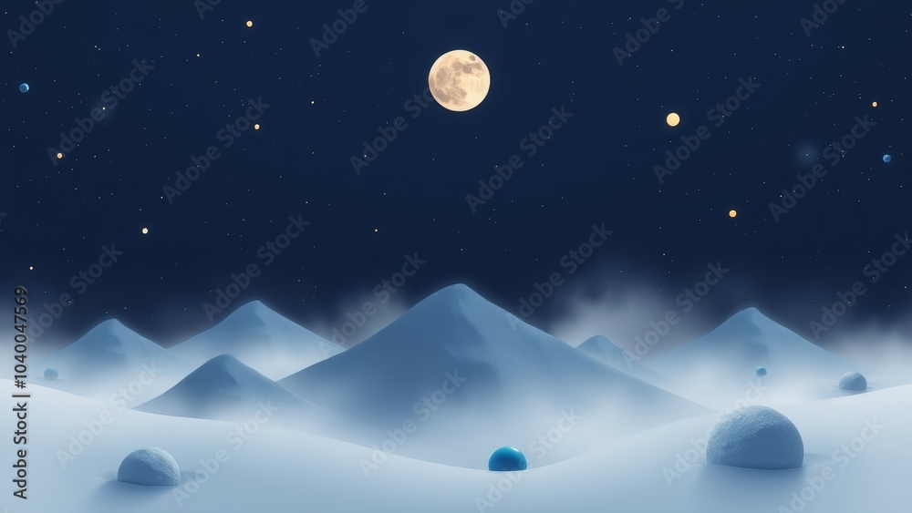 Obraz premium Snowy mountains under a starry sky