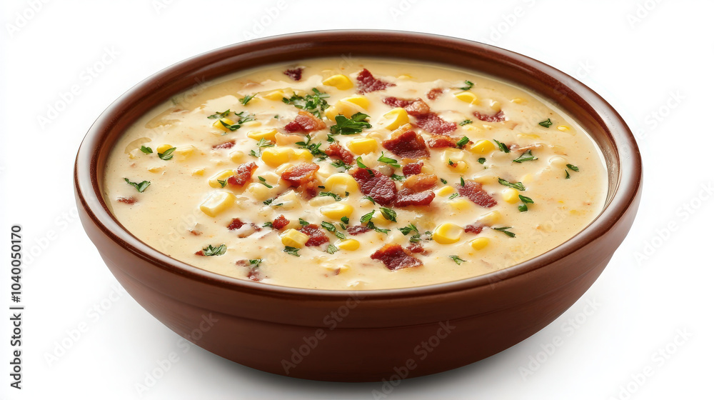 Bowl of corn chowder with bacon Bowl of corn chowder with bacon