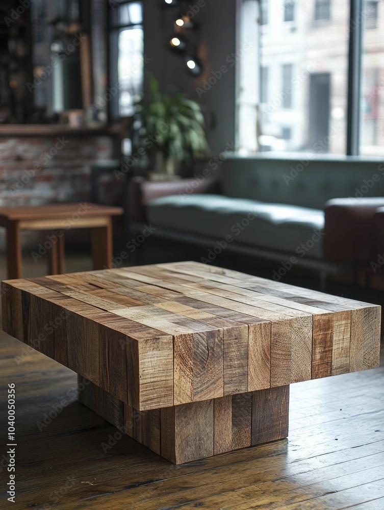 A sleek coffee table made from reclaimed wood, sustainable furniture design, natural textures, soft lighting A sleek coffee table made from reclaimed wood, sustainable furniture design, natural textures, soft lighting