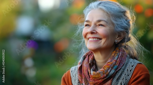 Happy old senior woman smiling outdoor