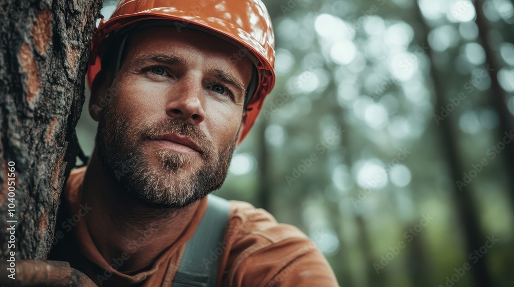A focused tree climber is seen in this image, set against a backdrop of towering trees, showcasing the blend of human spirit and the challenge of nature. A focused tree climber is seen in this image, set against a backdrop of towering trees, showcasing the blend of human spirit and the challenge of nature.
