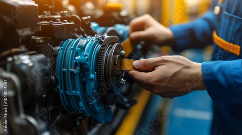 Mechanic's Hand Adjusting a Belt on a Machine