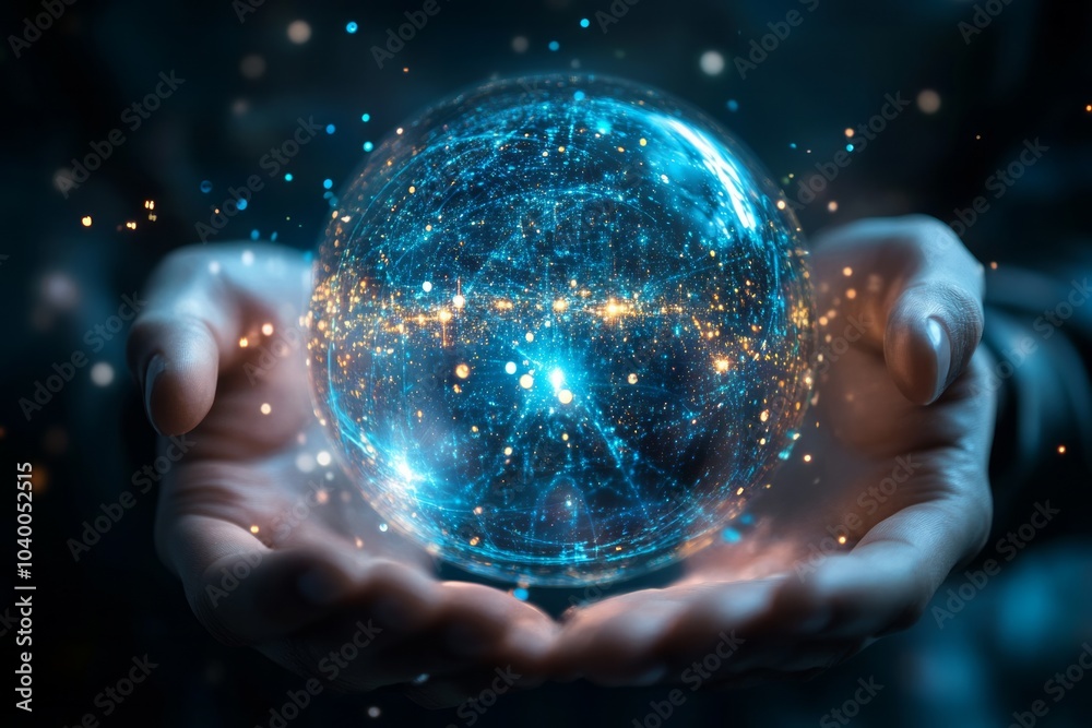 Businessman holding in hand with global connection concept.
Businessman holding in hand with global connection concept.