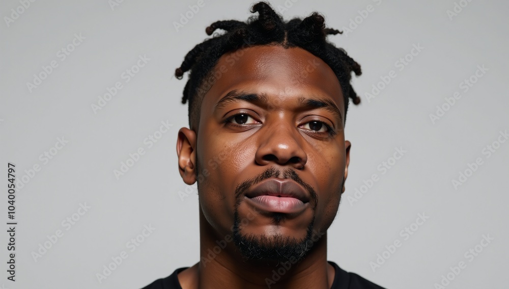 Obraz premium African American Man with Afro Hairstyle portrayed emotively