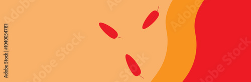 orange-red banner with red leaves,