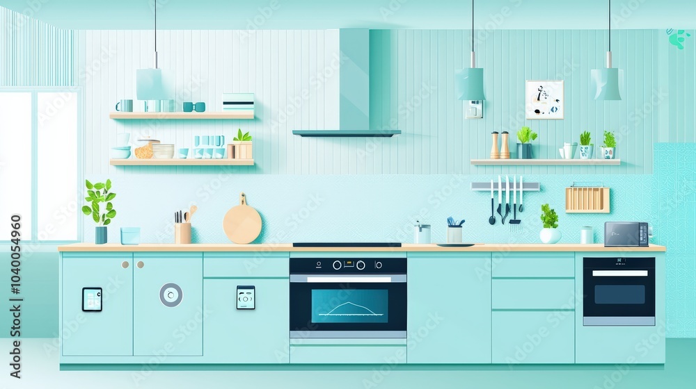 A kitchen with a blue countertop and white cabinets A kitchen with a blue countertop and white cabinets