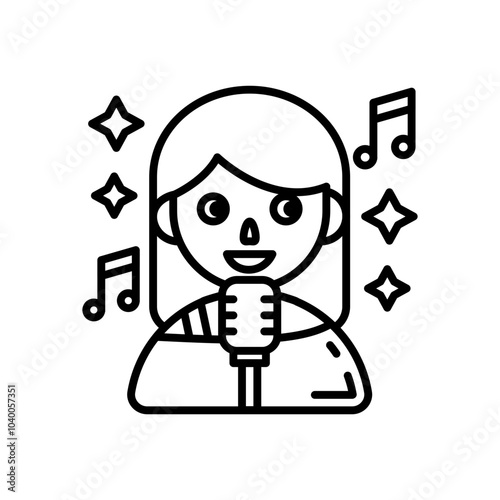 Singing Outline Icon, Vector illustration photo