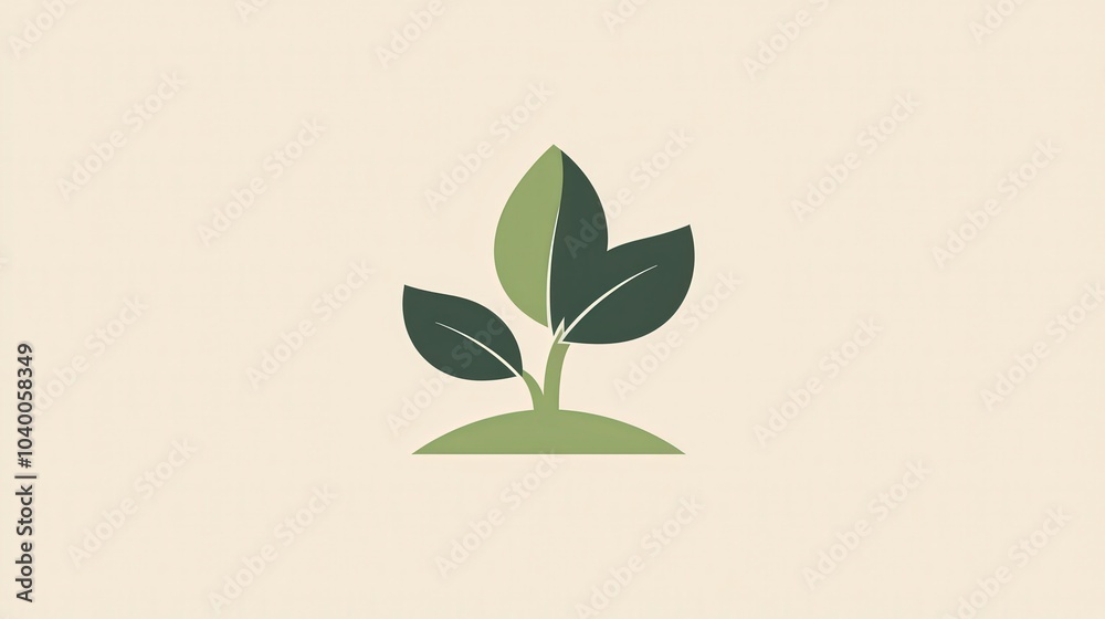 Obraz premium A modern and minimal logo design featuring a simple green plant with leaves, perfect for themes of sustainability, nature, and eco-friendliness.