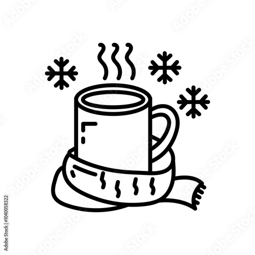 Winter Tea Outline Icon, Vector illustration