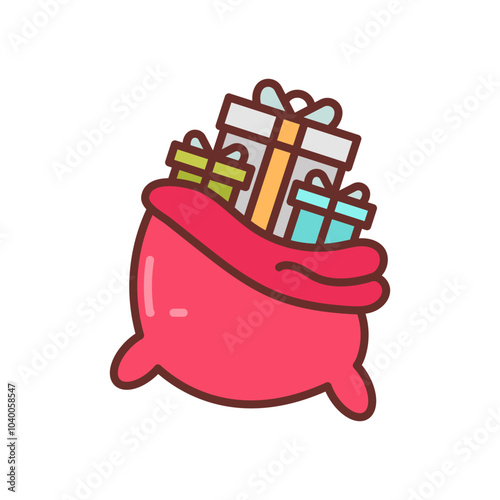 Santa's Sack Filled Icons , Vector illustration