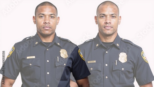 African-American Policeman Isolated Against White Background Copy Space Available