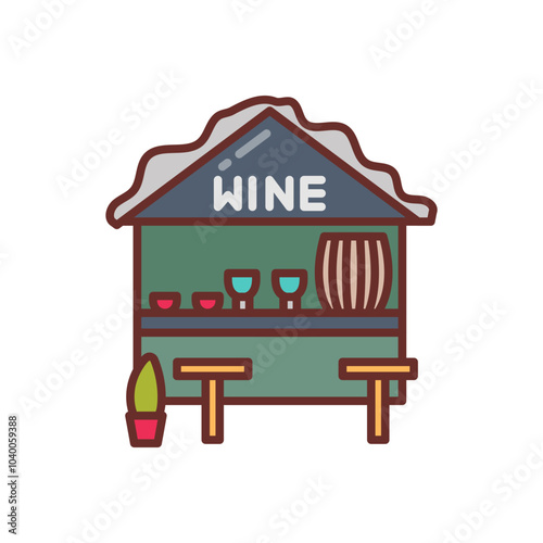 Mulled Wine Filled Icons , Vector illustration