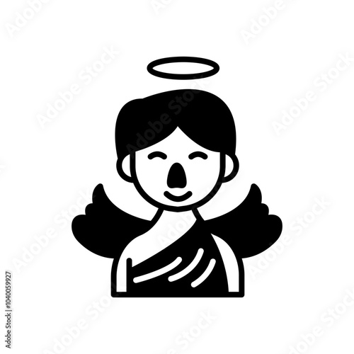 Angel Glyph Icon, Vector illustration