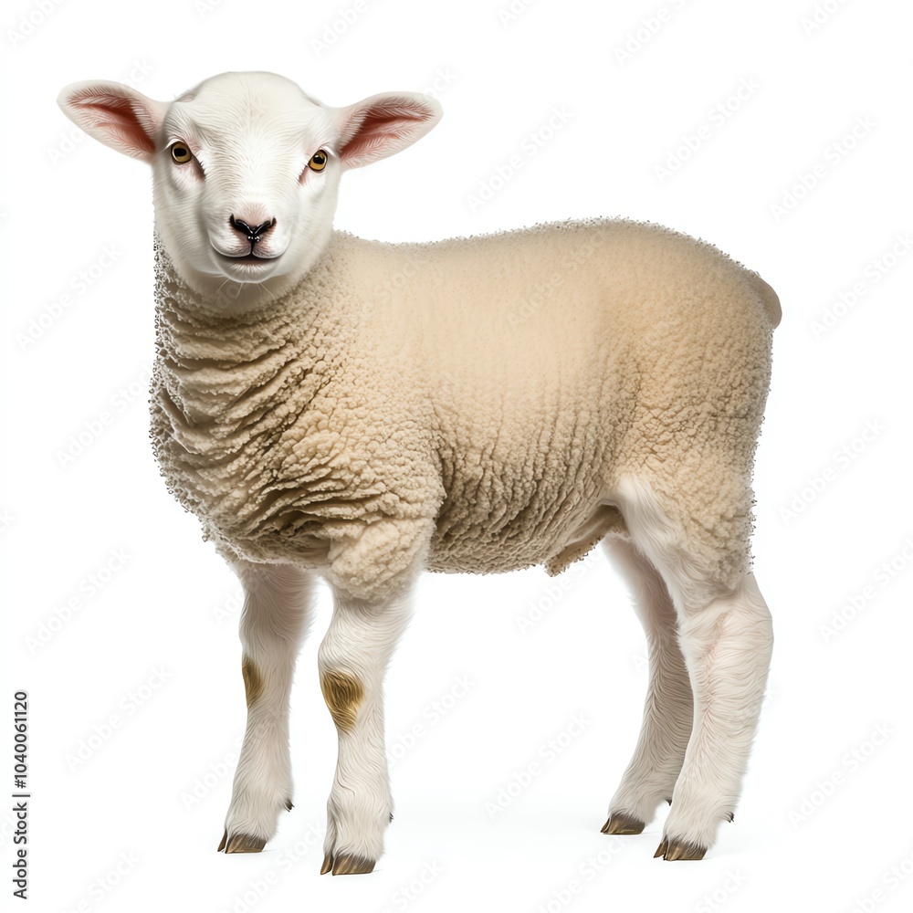 A cute, fluffy lamb stands upright, showcasing its soft wool and playful demeanor, characterized by its gentle eyes and small ears. A cute, fluffy lamb stands upright, showcasing its soft wool and playful demeanor, characterized by its gentle eyes and small ears.