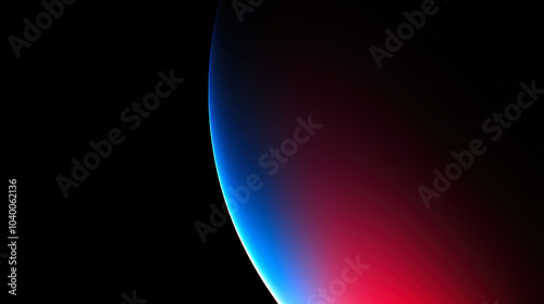 Clean black wallpaper featuring a semi-circular arc of light in red and blue, smooth gradient, minimalist and modern design