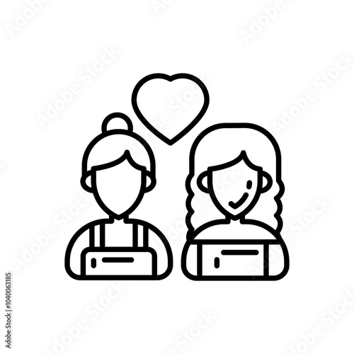 Friends Outline Icon, Vector illustration