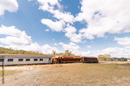 The iconic 'Southern Aurora' passenger train stopped at remote Ben Bullen Station
