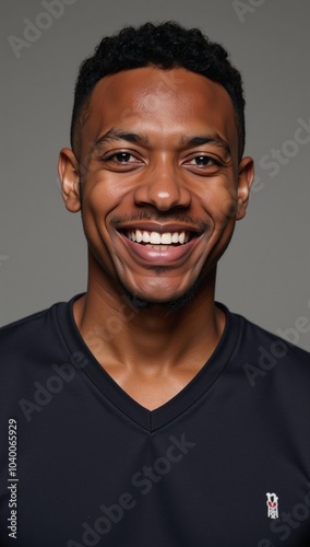 Portrait Smiling African American Man Happy Looking Directly