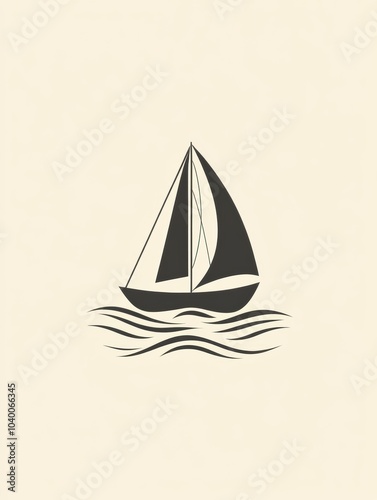 A sleek sailboat navigates through peaceful, minimal waves, embodying tranquility in a serene nautical environment. Generative AI photo