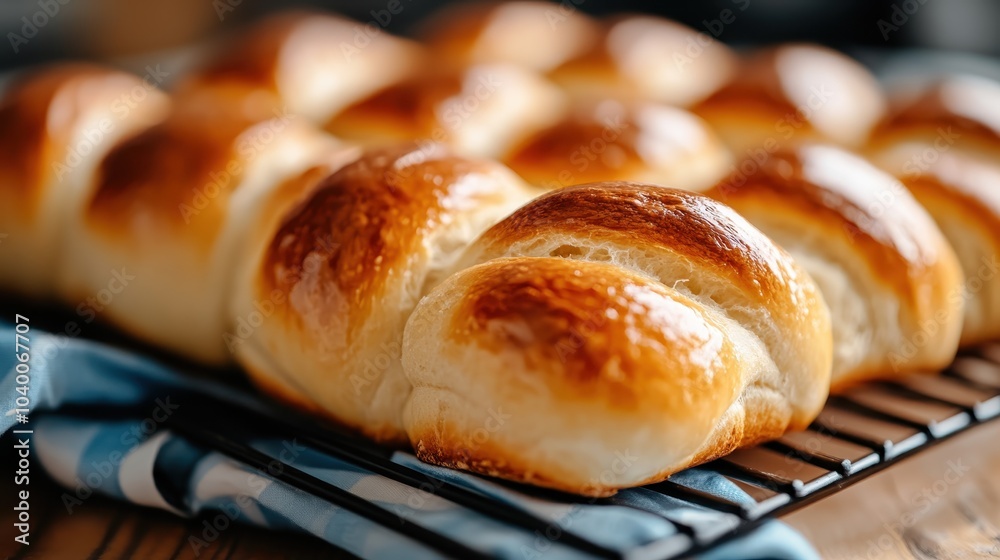 A close-up view of a freshly baked, shiny golden braided bread loaf on a cooling rack, showcasing its delicious texture and perfect golden-brown crust in warm lighting. A close-up view of a freshly baked, shiny golden braided bread loaf on a cooling rack, showcasing its delicious texture and perfect golden-brown crust in warm lighting.