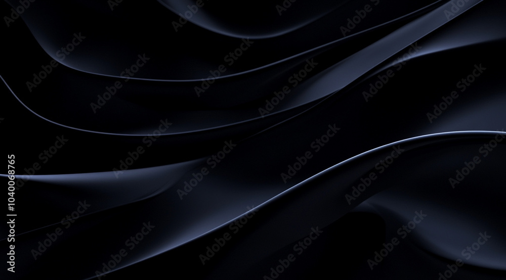 Obraz premium Black background, a three-dimensional abstract pattern with flowing lines and curves, creating an elegant atmosphere 