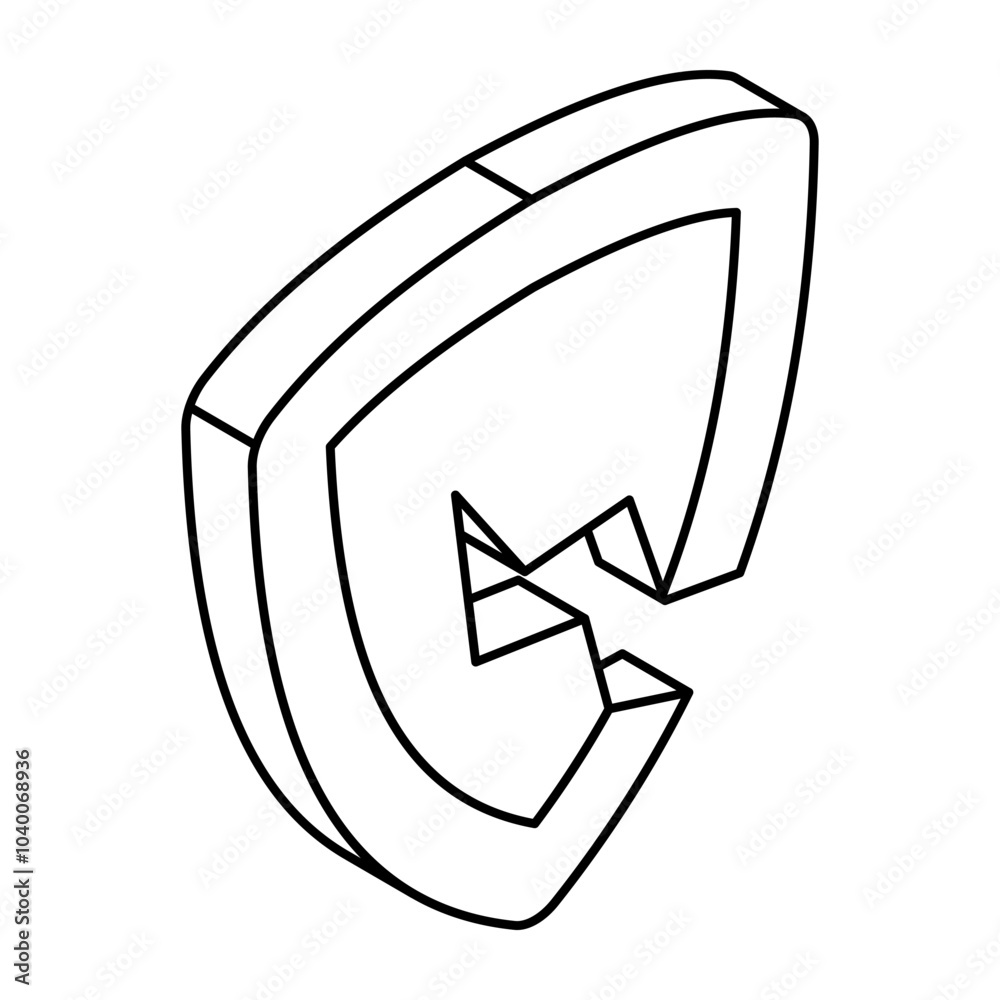 A beautiful design icon broken shield A beautiful design icon broken shield