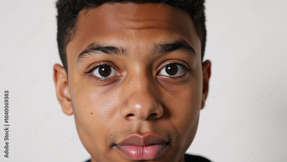 Close-up portrait of a surprised teenage boy with an African heritage Close-up portrait of a surprised teenage boy with an African heritage