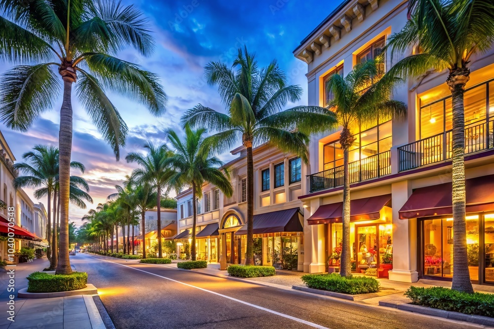 Fototapeta premium Luxury Shopping on Fifth Avenue in Naples Florida – Upscale Stores Showcase