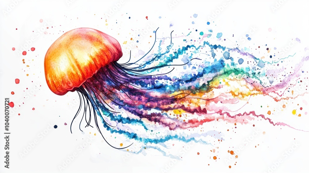 Obraz premium Beautiful jellyfish closeup view. Artistic illustration