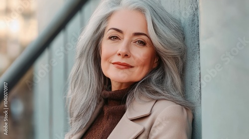 Portrait of stylish senior woman with grey hair