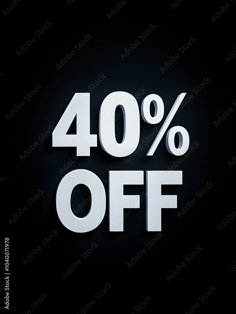 White '40% OFF' Promotional Sign on a Black Background White '40% OFF' Promotional Sign on a Black Background