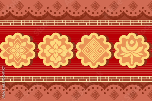 Mooncakes background Happy Mid Autumn Festival flat design ,banner