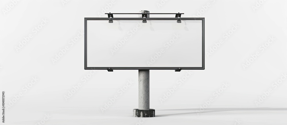 Create a mockup of a gray horizontal billboard attached to a pole with a clipping path for the copy space image Create a mockup of a gray horizontal billboard attached to a pole with a clipping path for the copy space image