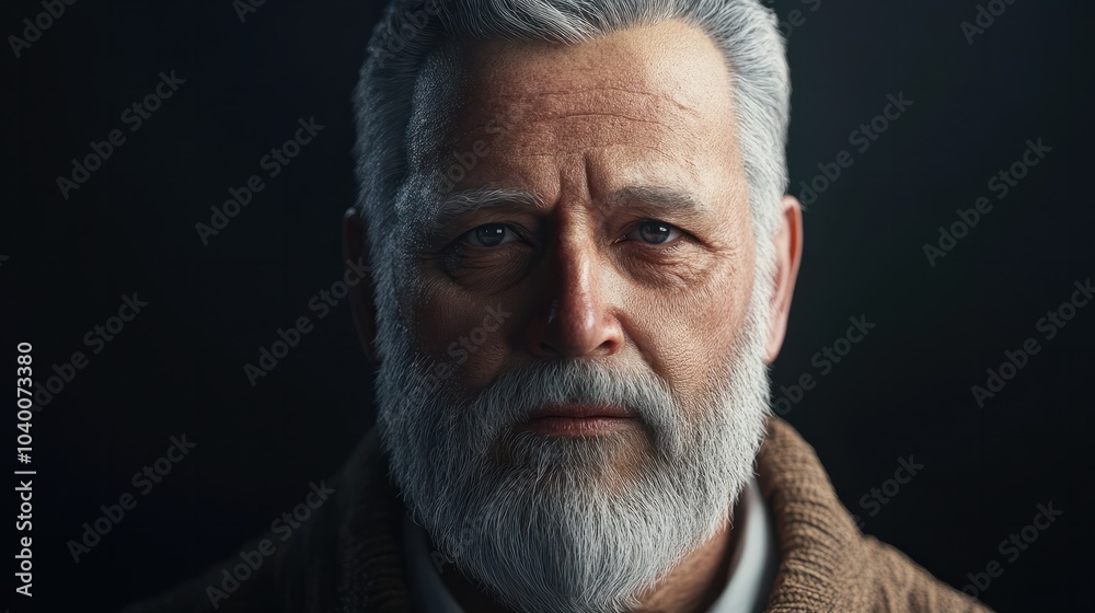 Fototapeta premium Relaxed self-assured senior man with beard