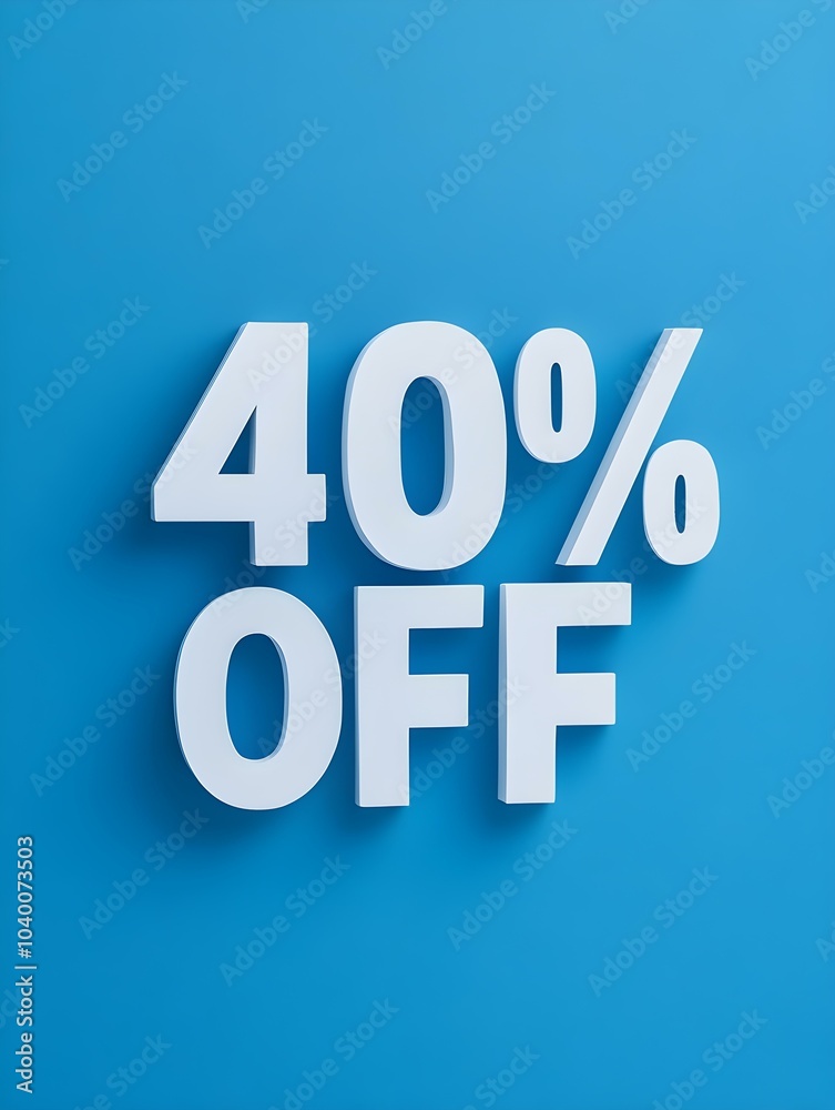 White '40% OFF' Promotional Sign on a Blue Background White '40% OFF' Promotional Sign on a Blue Background