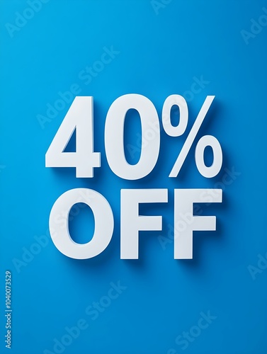 White '40% OFF' Promotional Sign on a Blue Background