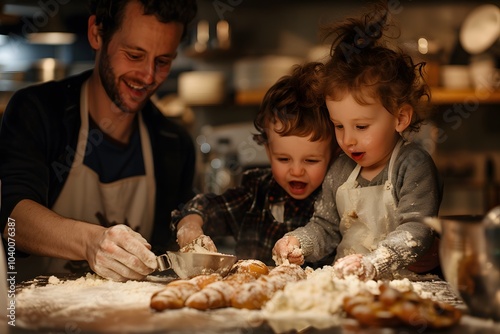 Joyful Baking Moments: A Father and His Children Create Delicious Memories in the Kitchen