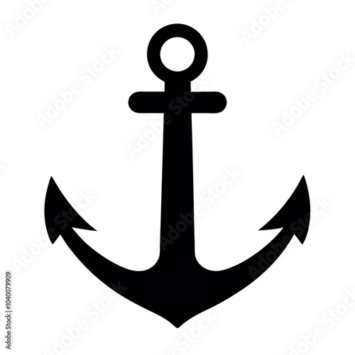 Black anchor icon silhouette image