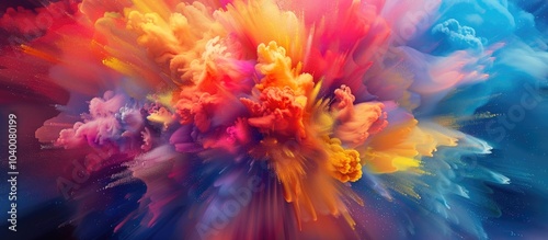 Artistic motion color explosion in a dynamic swirl with vibrant hues blending harmoniously evoking energy and movement in a captivating copy space image