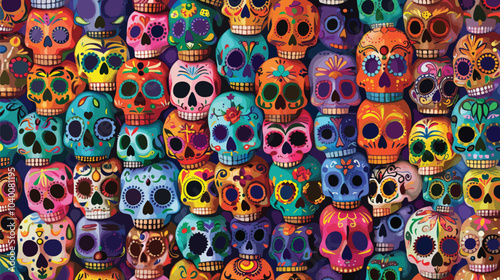Day of the Dead colorfull skulls pattern, day of Dead
