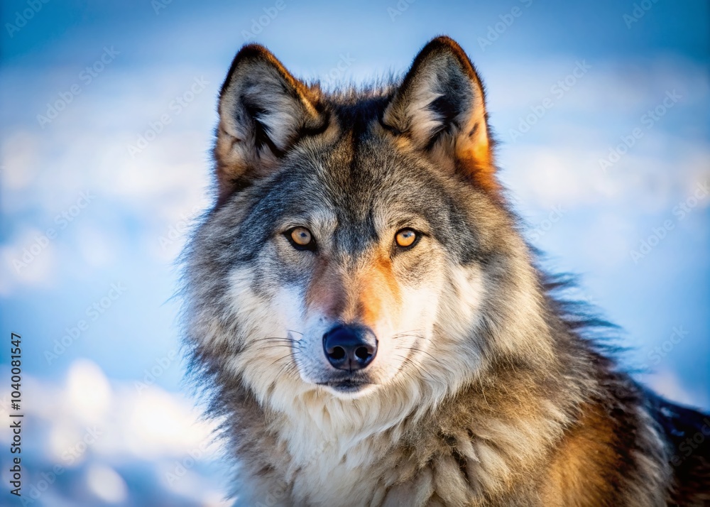 Obraz premium Majestic Timber Wolf Portrait in Winter Snow - Captivating Silhouette Photography of Canis lupus on White Background