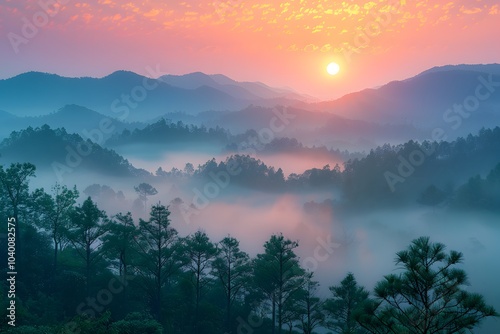 Wallpaper Mural Serene Sunrise Over Misty Mountains Torontodigital.ca