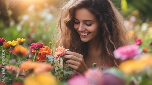 Joyful Woman Admiring Vibra...