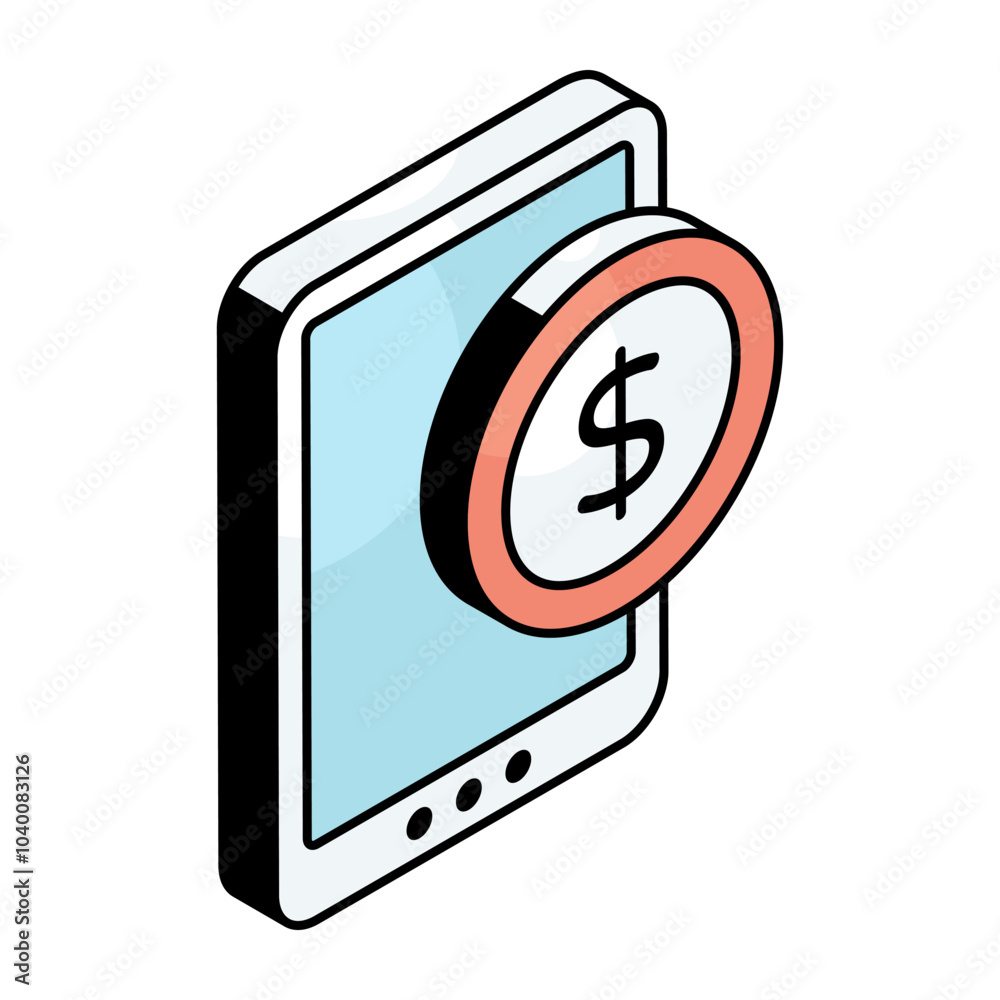 A beautiful design icon of mobile money A beautiful design icon of mobile money
