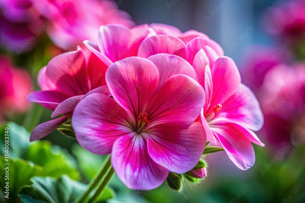 Vibrant Pink Geraniums in Fashionable Floral Aesthetics Vibrant Pink Geraniums in Fashionable Floral Aesthetics